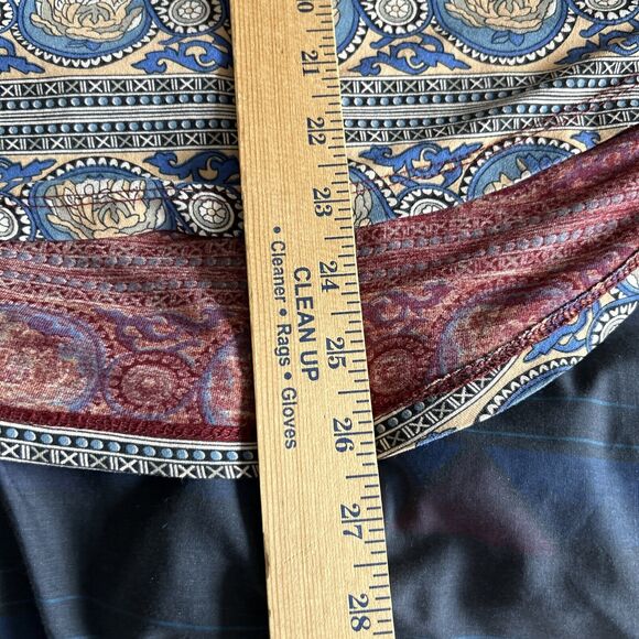 LUCKY BRAND Floral Boho Top Womens Medium Red High Low V Neck Popover Dark Fall - Picture 10 of 12